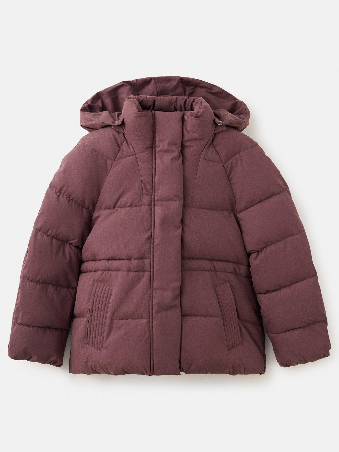 Mango Girls' Short Padded Hooded Coat - Burgundy