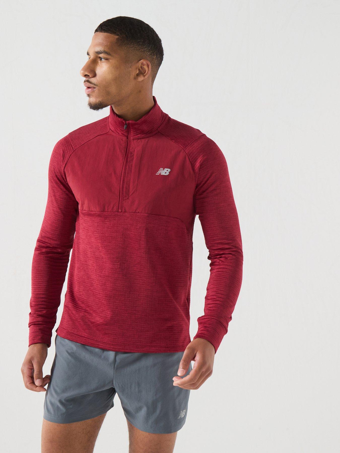 Image 1 of 6 of New Balance Mens Running Athletics Heat Grid 1/2 Zip Top - Red