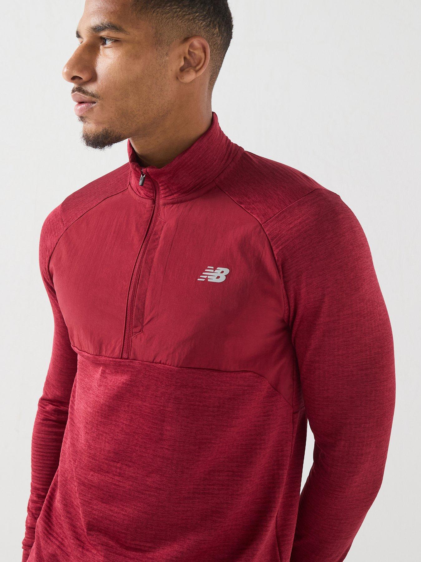 Image 4 of 6 of New Balance Mens Running Athletics Heat Grid 1/2 Zip Top - Red