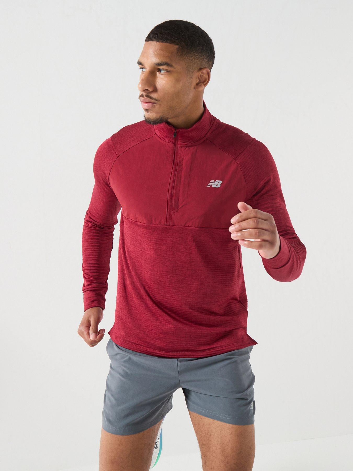 Image 5 of 6 of New Balance Mens Running Athletics Heat Grid 1/2 Zip Top - Red
