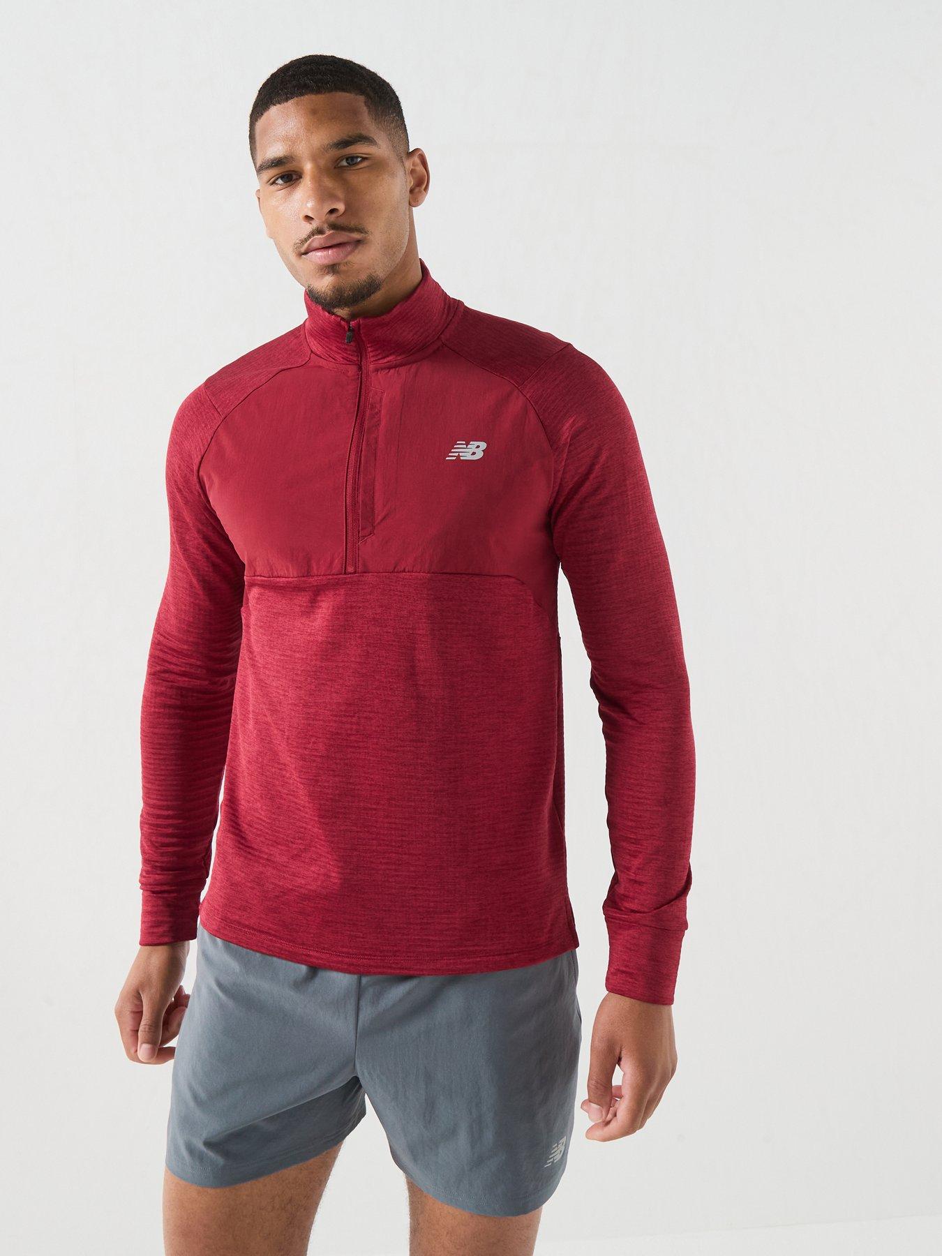 Image 6 of 6 of New Balance Mens Running Athletics Heat Grid 1/2 Zip Top - Red