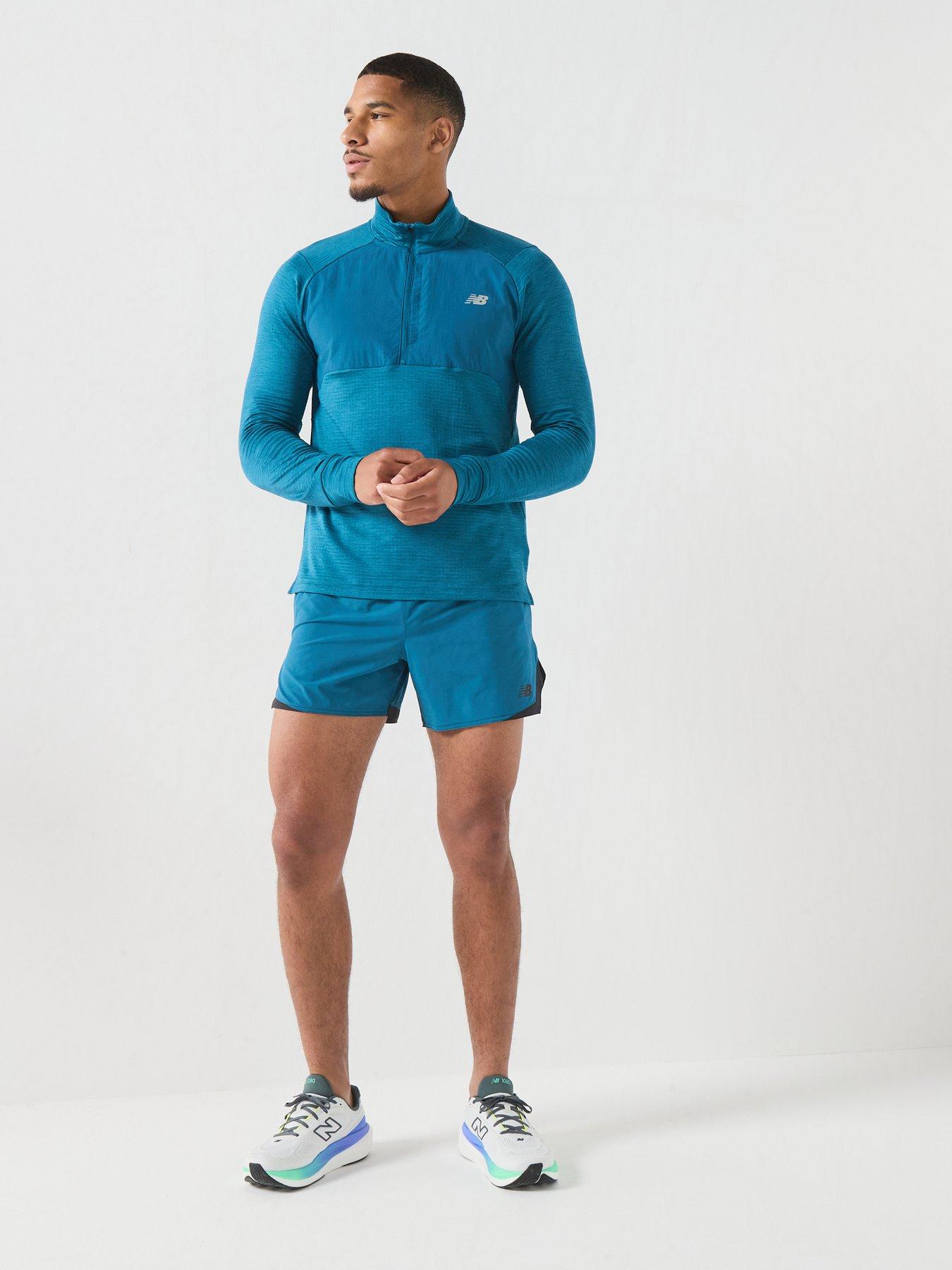 Image 3 of 6 of New Balance Mens Running Athletics Heat Grid 1/2 Zip Top - Blue