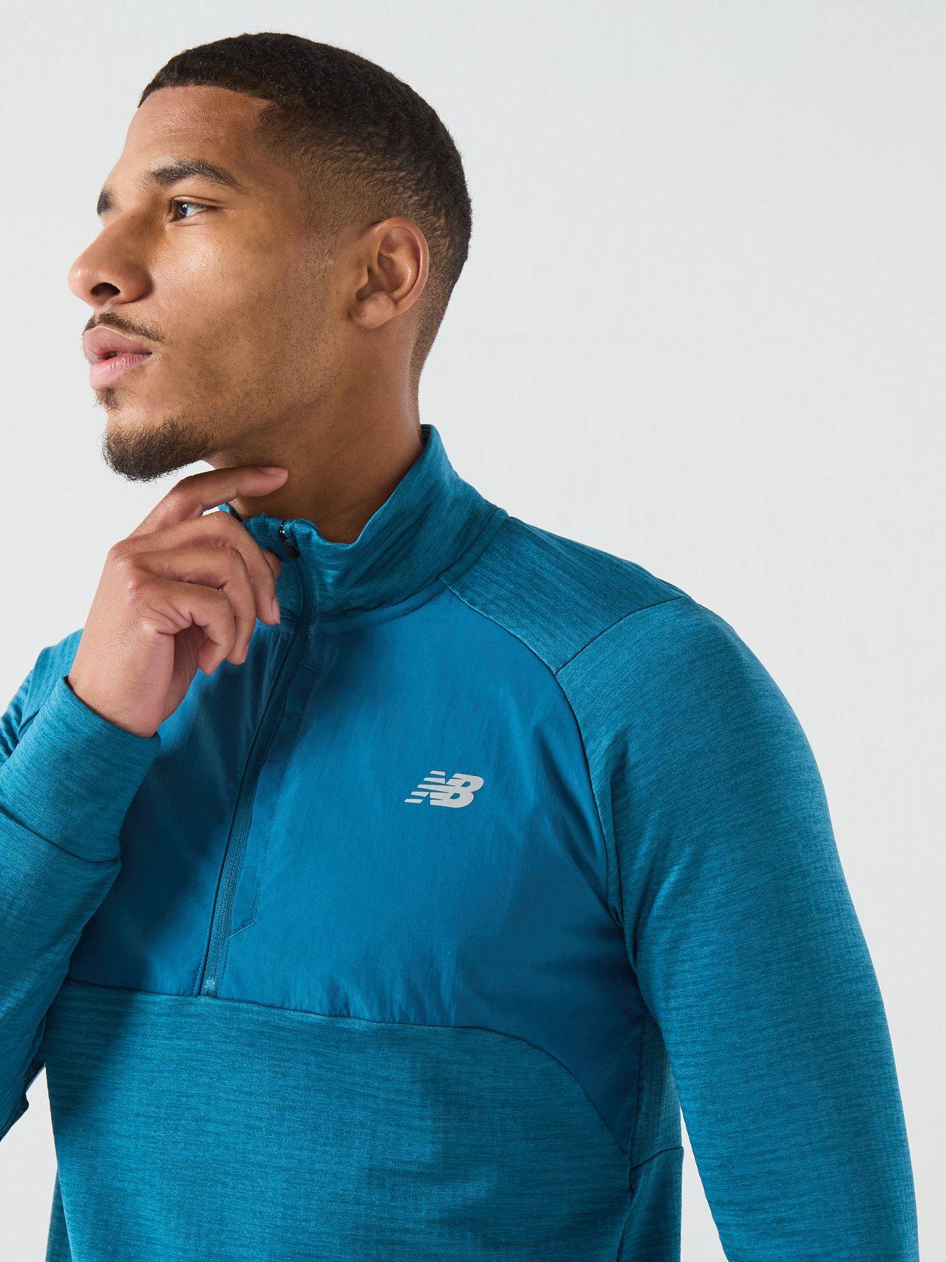 Image 5 of 6 of New Balance Mens Running Athletics Heat Grid 1/2 Zip Top - Blue