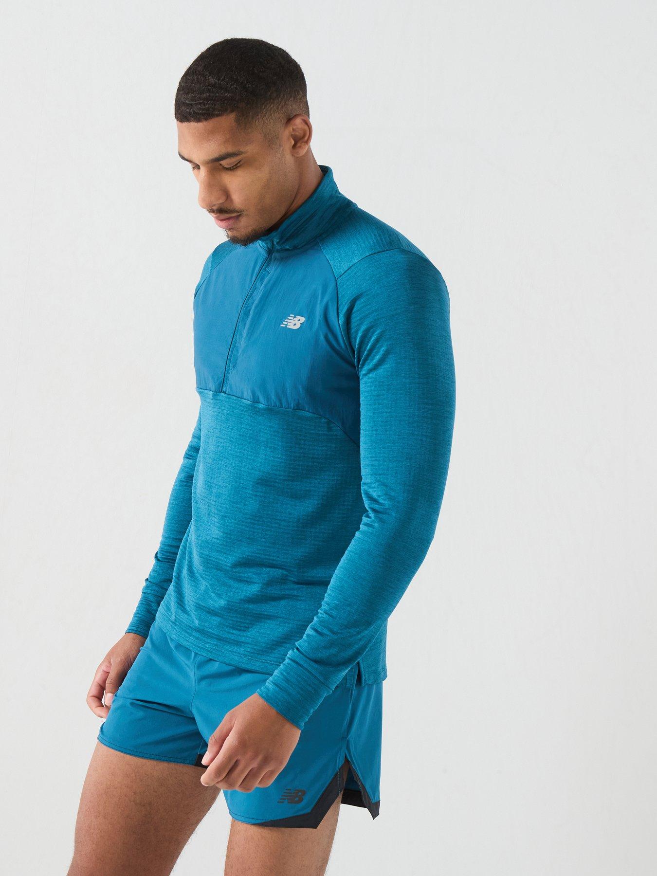 Image 6 of 6 of New Balance Mens Running Athletics Heat Grid 1/2 Zip Top - Blue