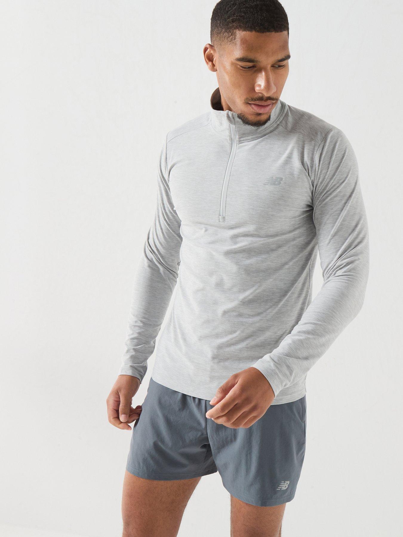 New Balance Mens Training Essentials Space Dye 1/4 Zip Top - Grey