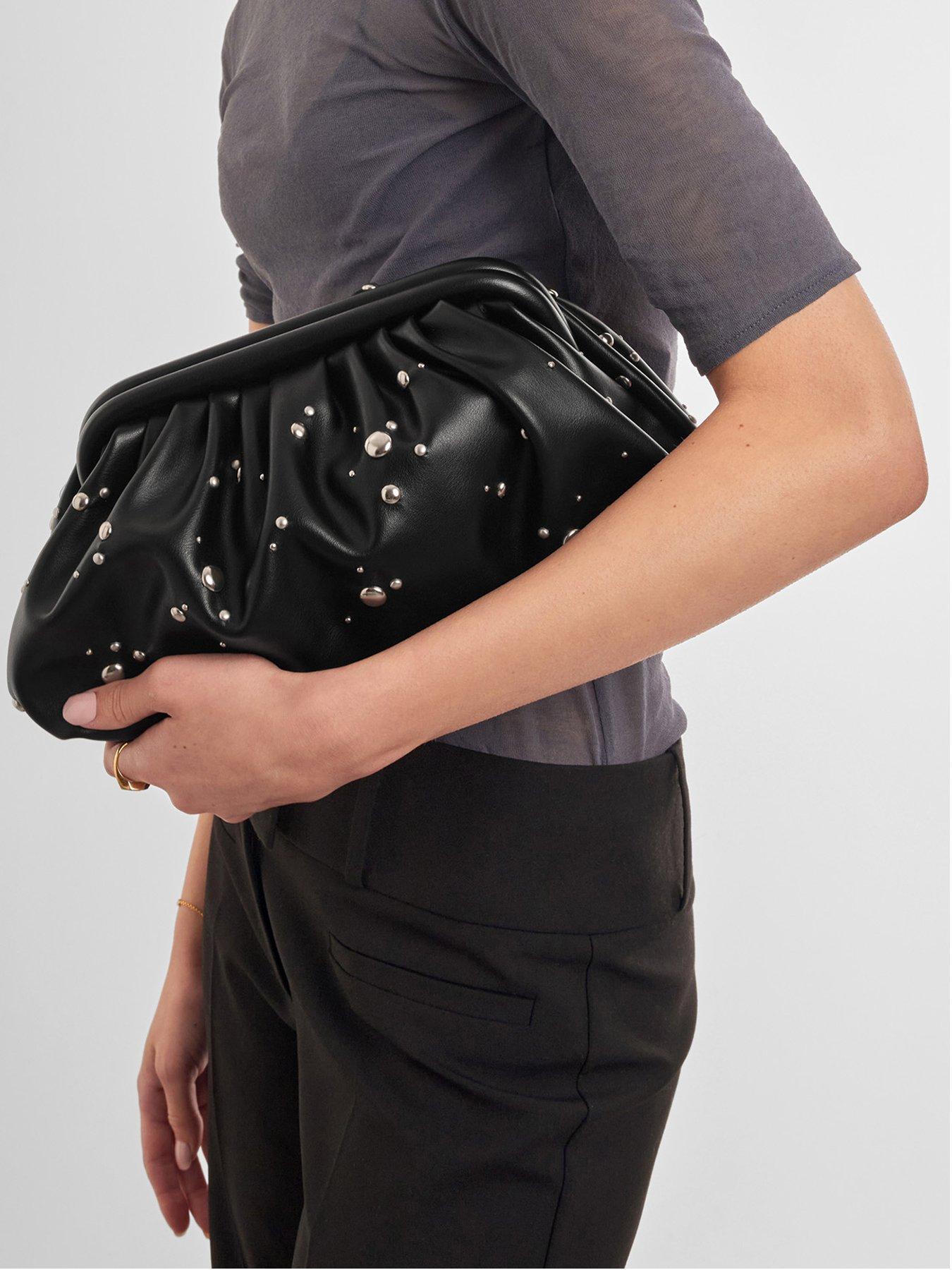Katie Loxton Paloma Studded Clutch - Black/ Silver Studded