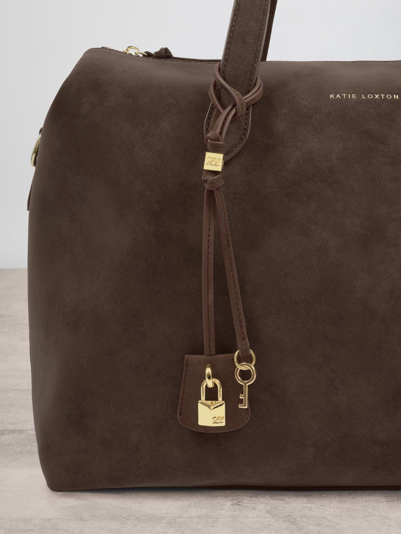 Image 2 of 5 of Katie Loxton Heritage Bag Charm - Chocolate Suedette