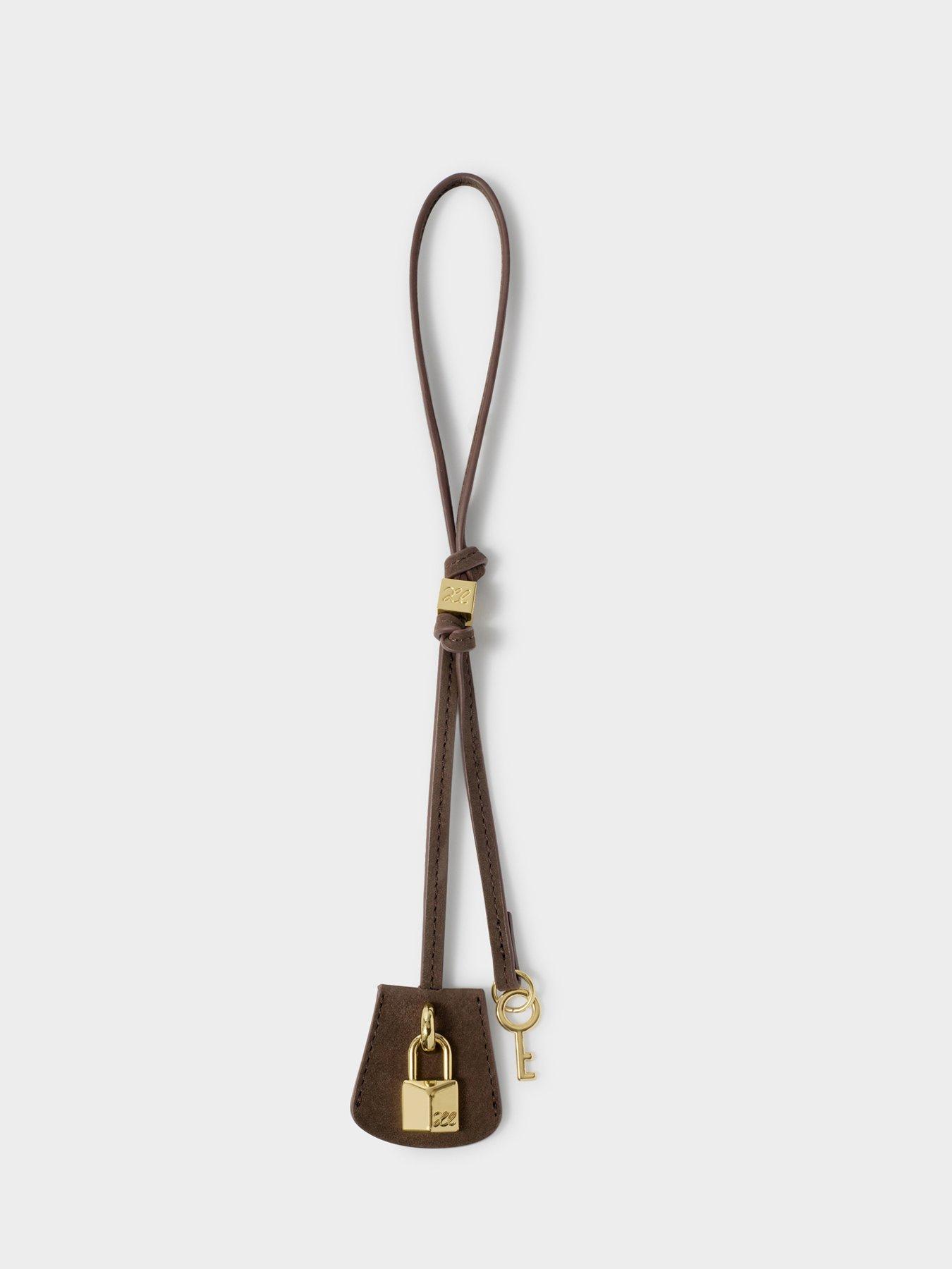 Image 5 of 5 of Katie Loxton Heritage Bag Charm - Chocolate Suedette