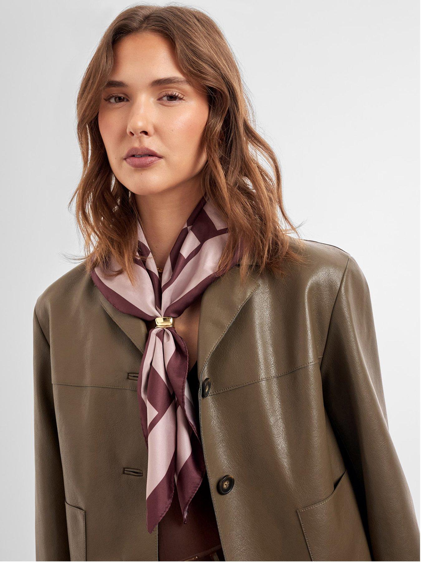 Katie Loxton Satin Multiway Check Scarf - Pink / Cherry