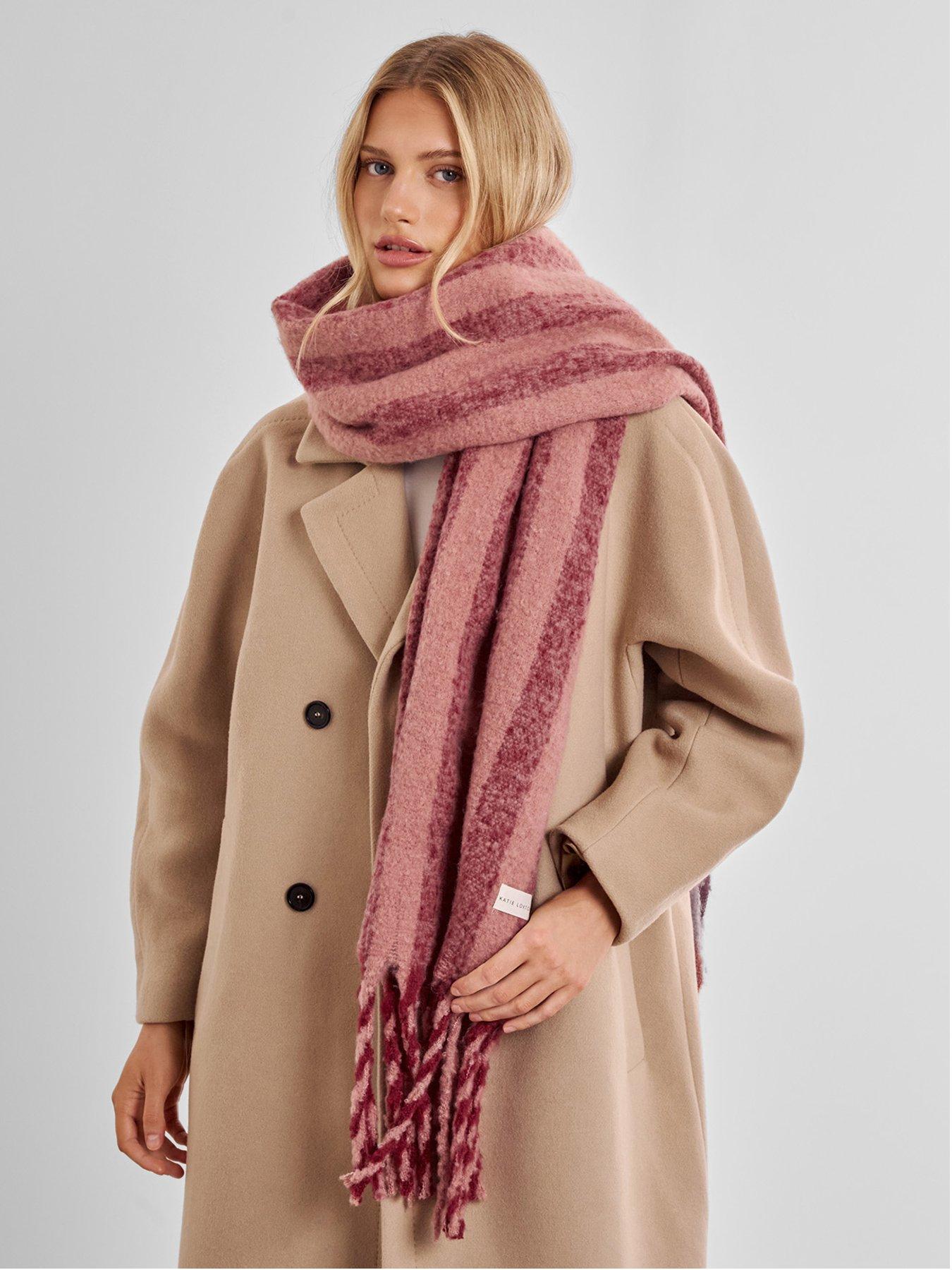 Katie Loxton Striped Tassel Scarf - Pink / Cherry