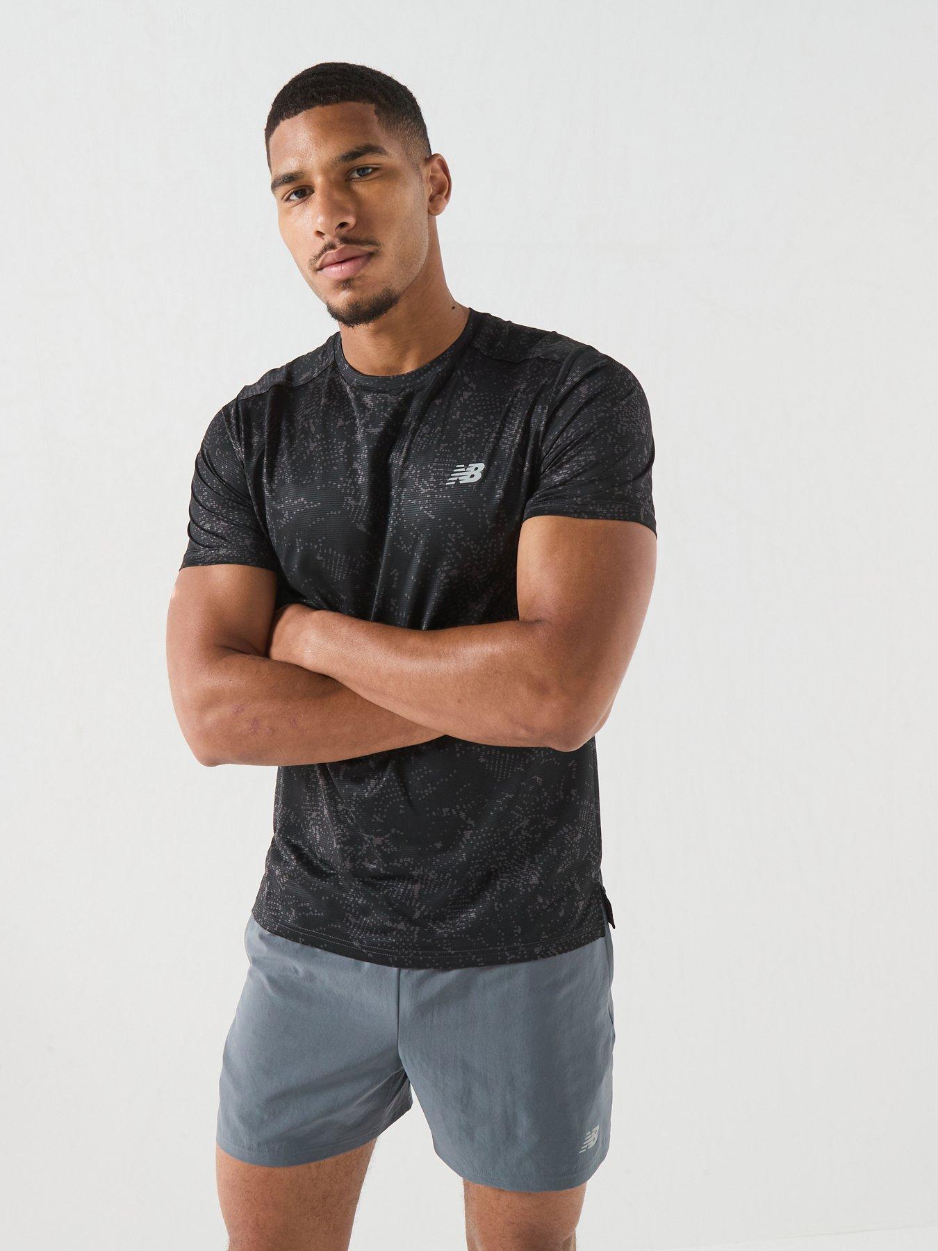 New Balance Mens Running Essential Printed T-Shirt - Grey