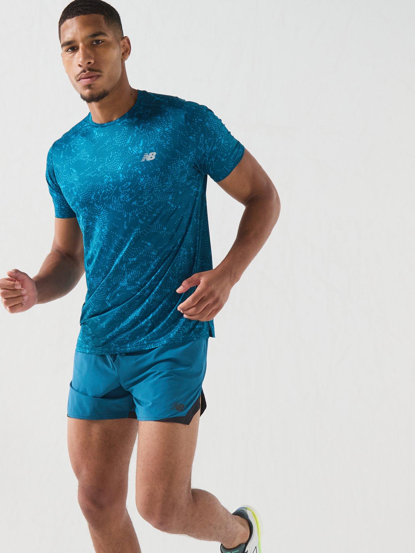 New Balance Mens Running Essential Printed T-Shirt - Blue