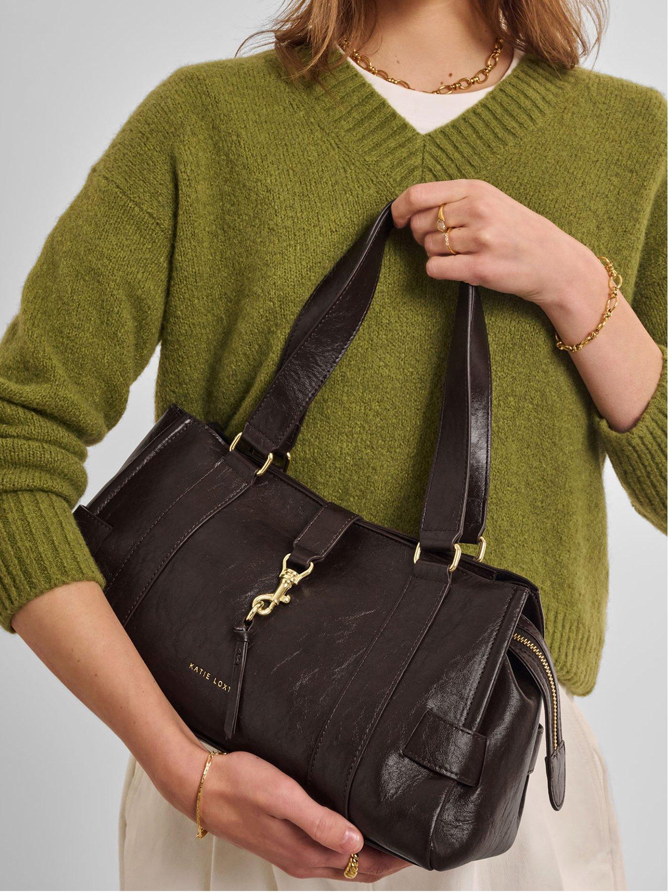 Katie Loxton Billie Shoulder Bag - Chocolate Distressed