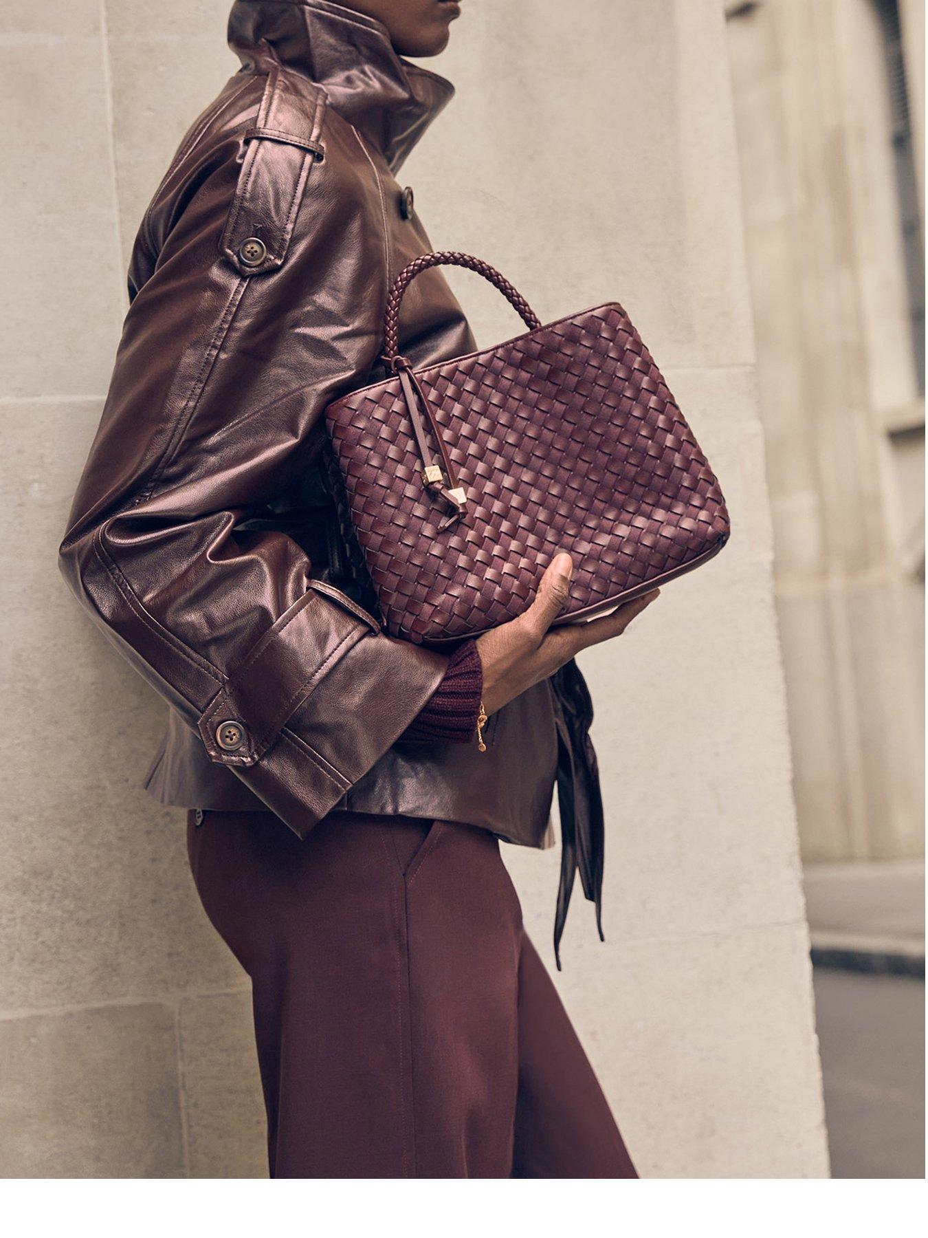 Katie Loxton Nova Hand Woven Top Handle Bag - Black Cherry