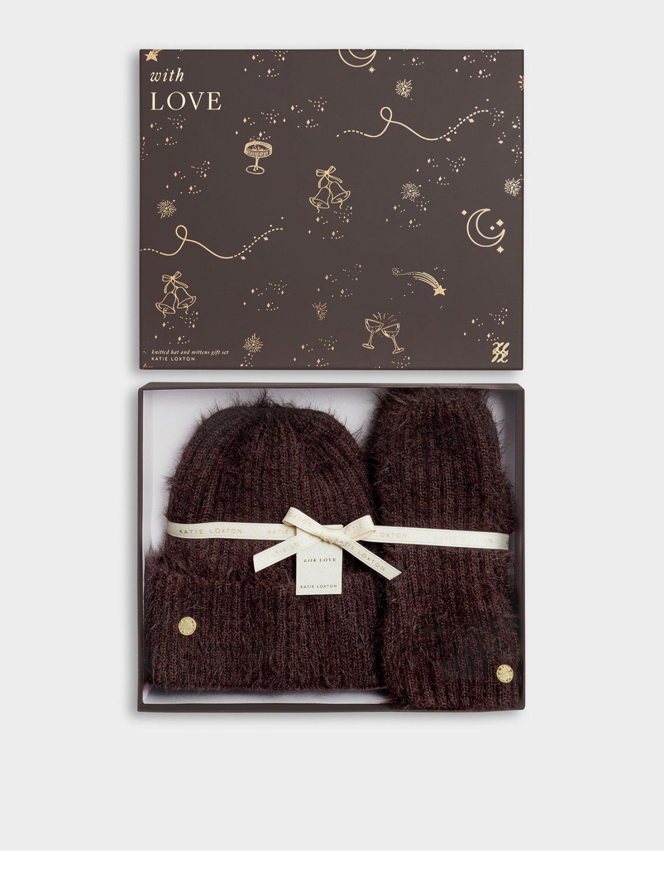 Image 2 of 6 of Katie Loxton Gift Boxed Hat And Mitten Set - Chocolate