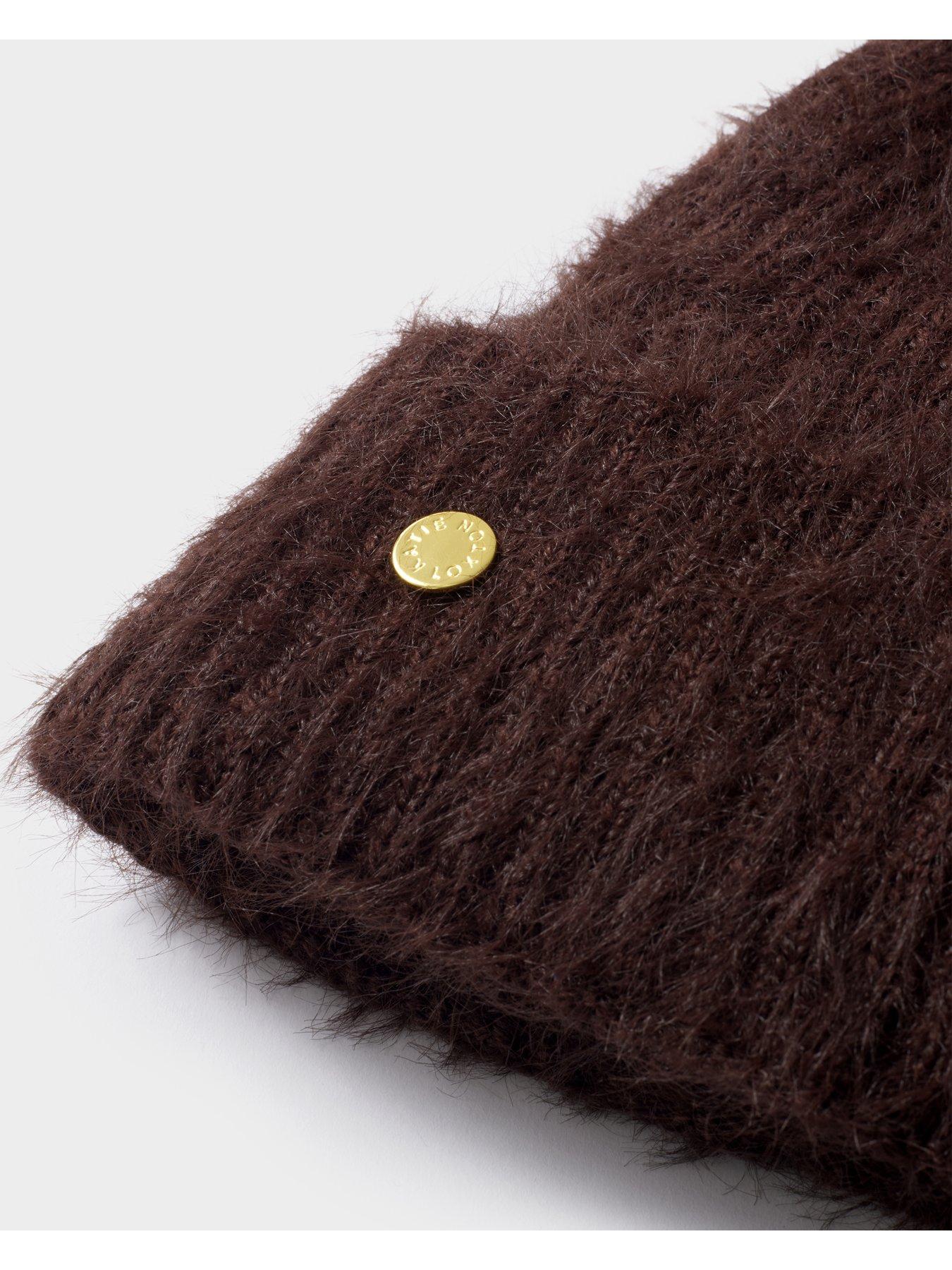Image 4 of 6 of Katie Loxton Gift Boxed Hat And Mitten Set - Chocolate
