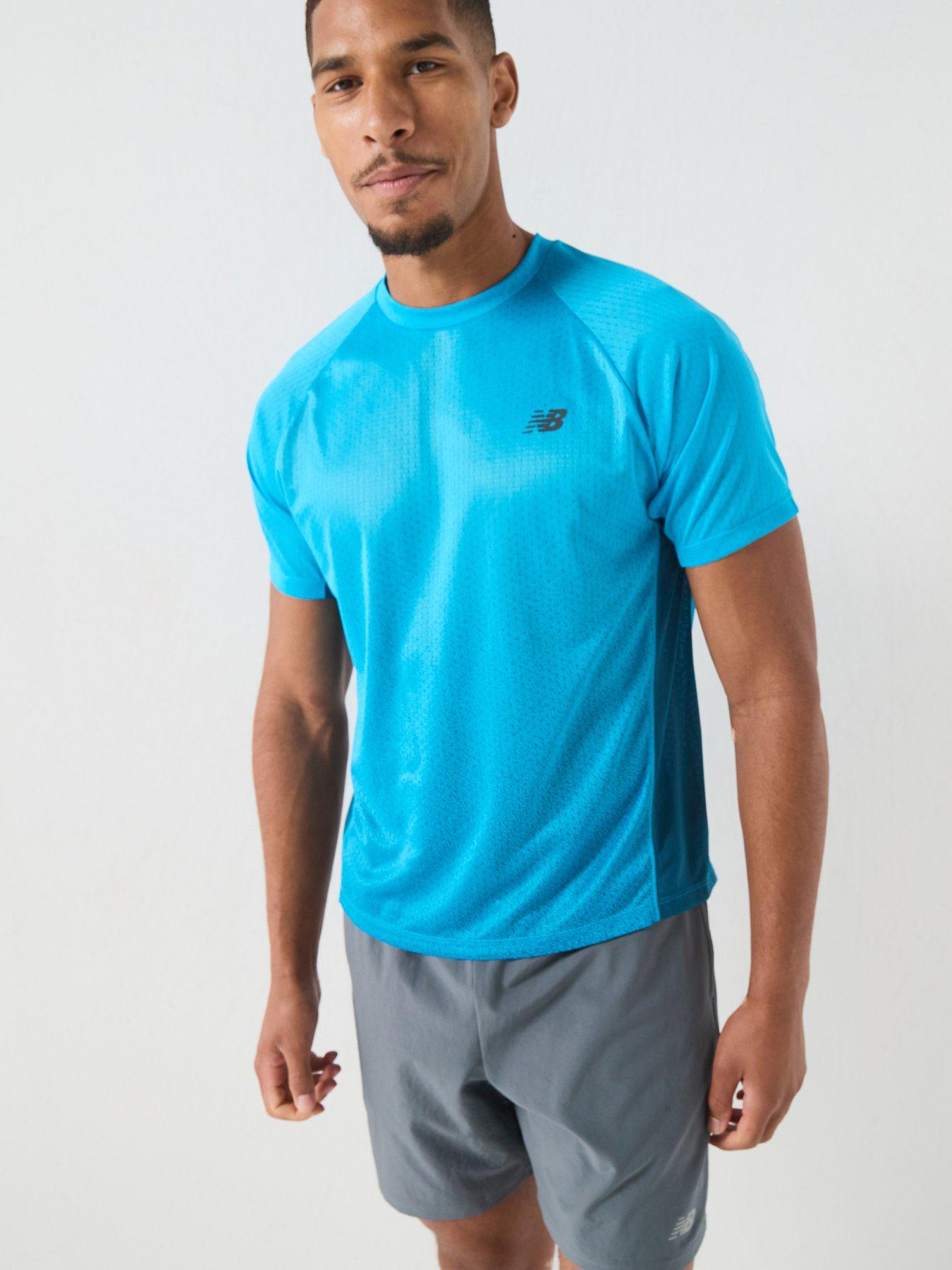 New Balance Mens Running Viz -Tech Run T-Shirt - Blue