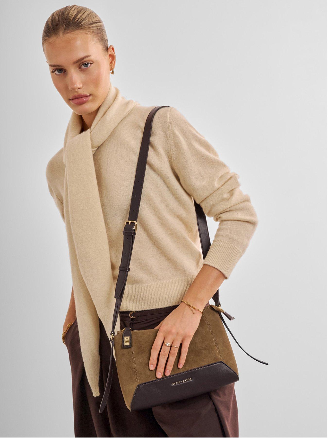 Katie Loxton Charlbury Crossbody Bag - Caramel Suedette / Bitter Chocolate