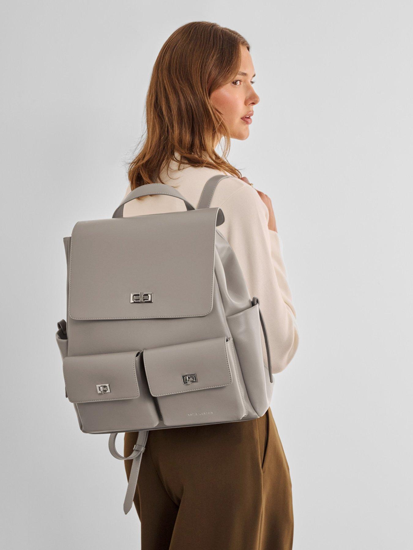 Katie Loxton Tara Twist Lock Backpack - Silver Mink