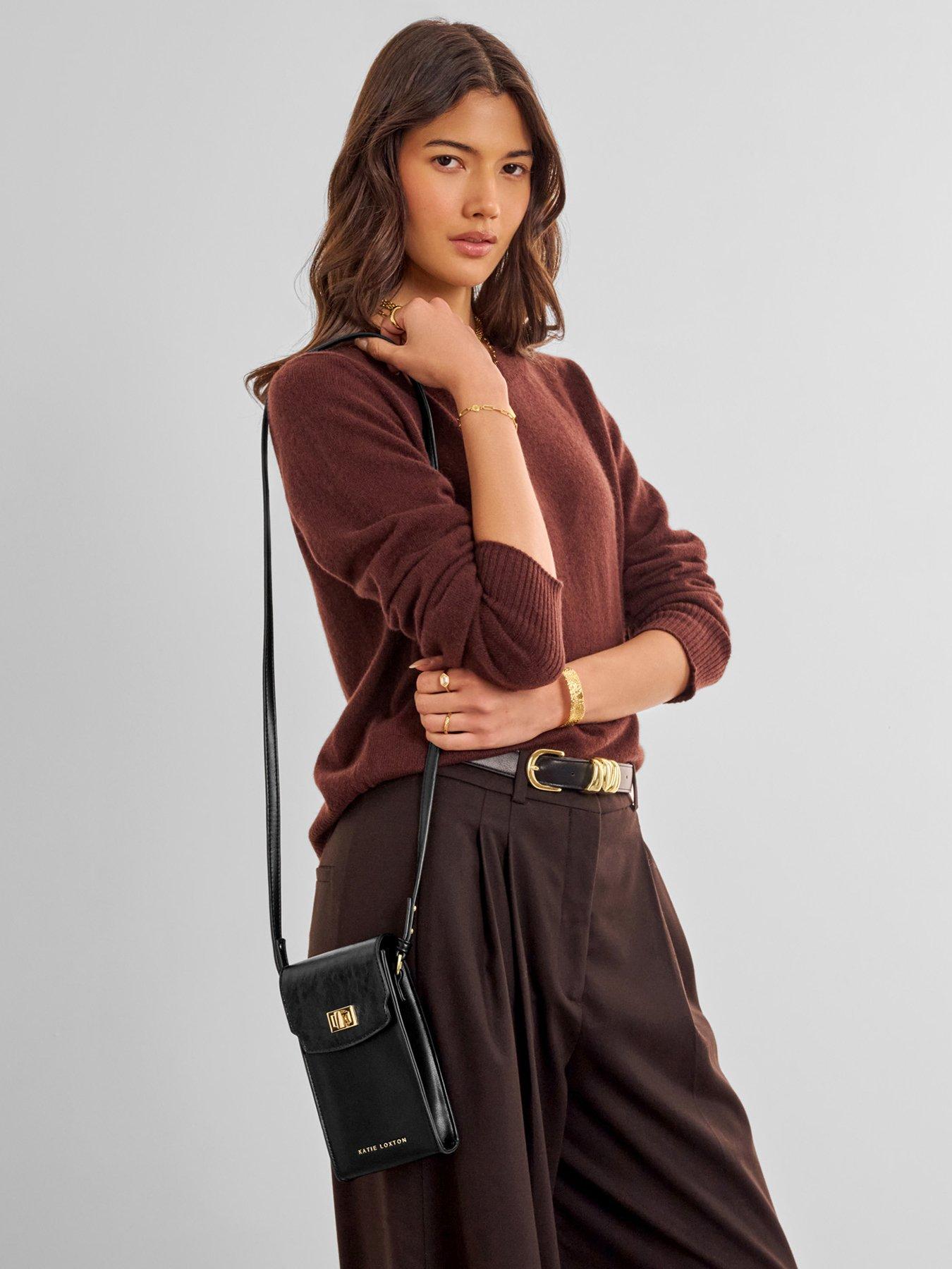 Katie Loxton Orin Twist Lock Slim Bag - Black Distressed