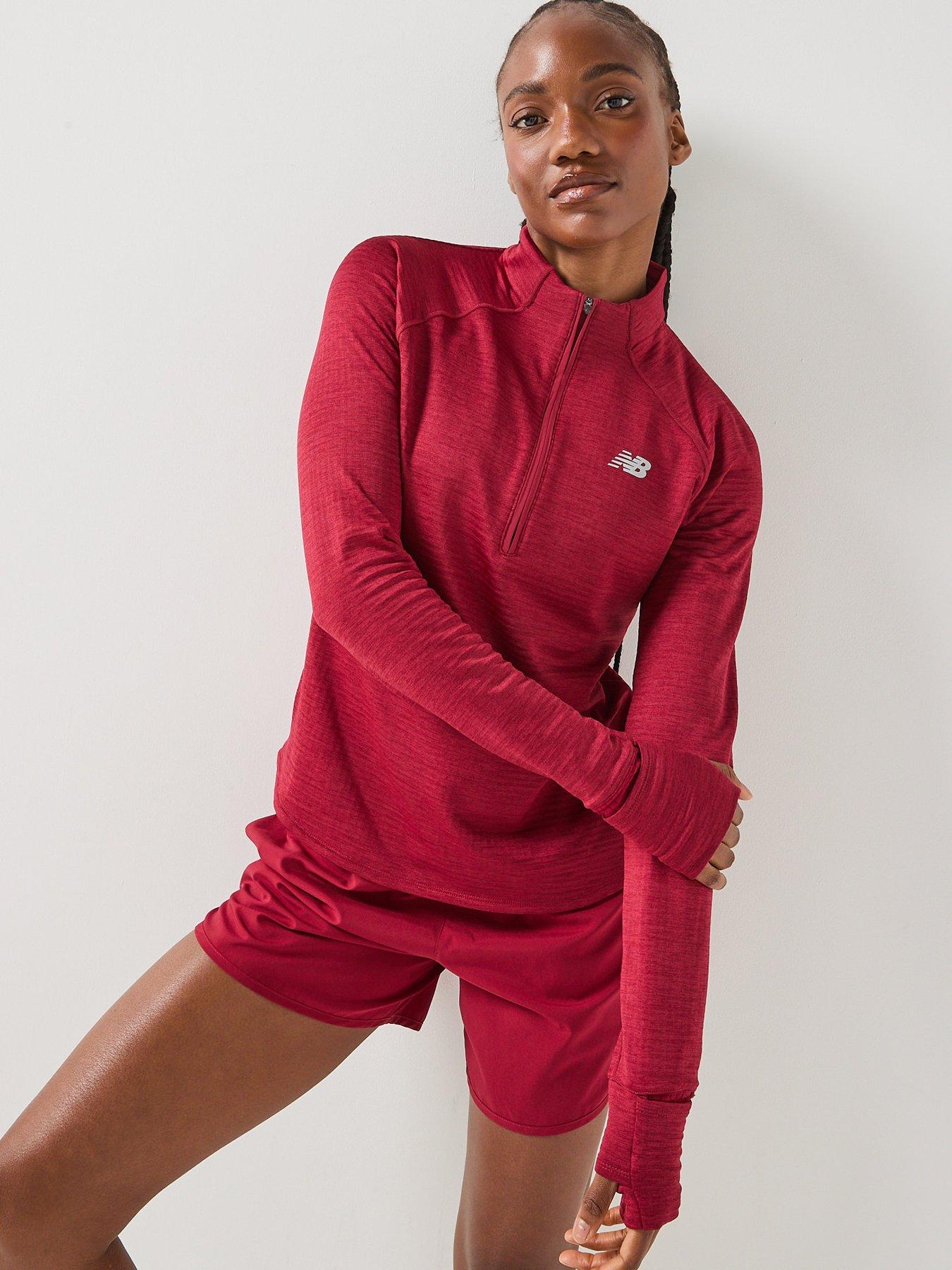 Image 5 of 5 of New Balance Womens Running Athletics Heat Grid 1/2 Zip Top - Red