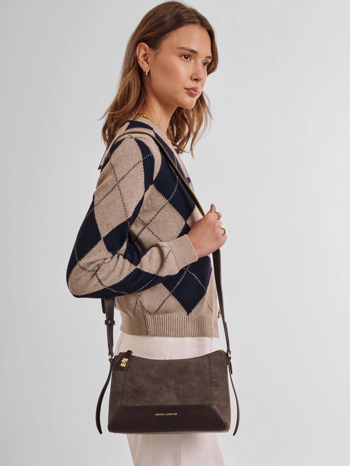 Image 1 of 6 of Katie Loxton Charlbury Crossbody Bag - Bitter Chocolate Suedette / Bitter Chocolate
