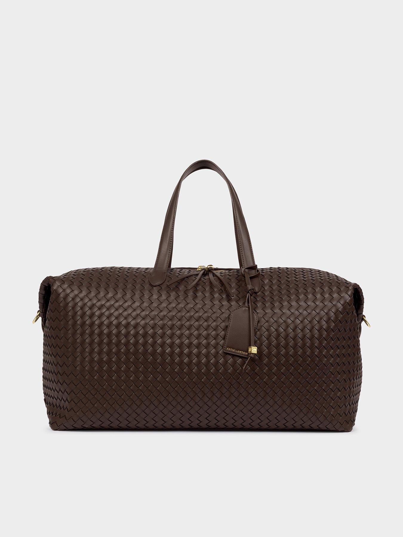 Image 2 of 6 of Katie Loxton Soho Hand Woven Weekend Bag - Chocolate