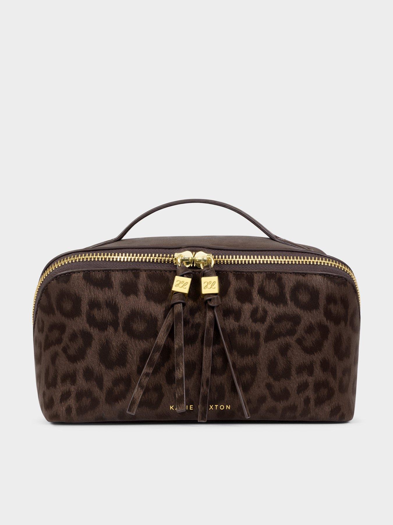 Katie Loxton Soho Medium Make Up / Wash Bag - Chocolate Leopard
