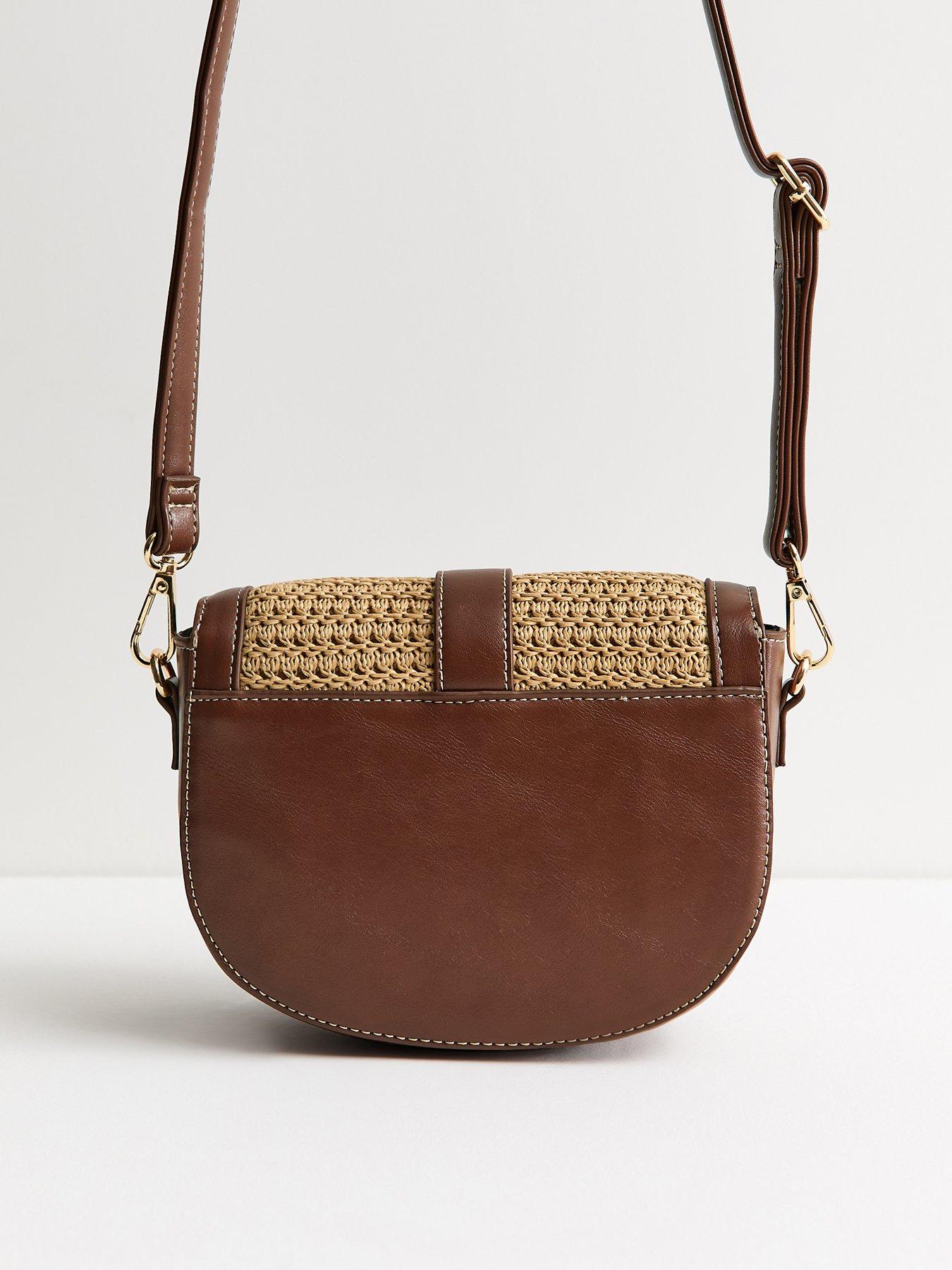 Image 3 of 5 of New Look Woven Front Saddle Crossbody Bag - Brown