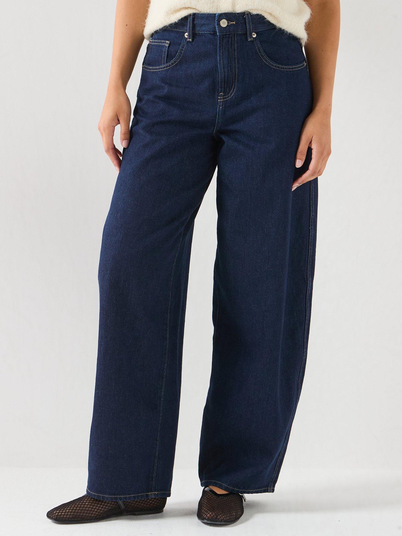 Only Women's High Waist Barrel Leg Jeans - Dark Blue