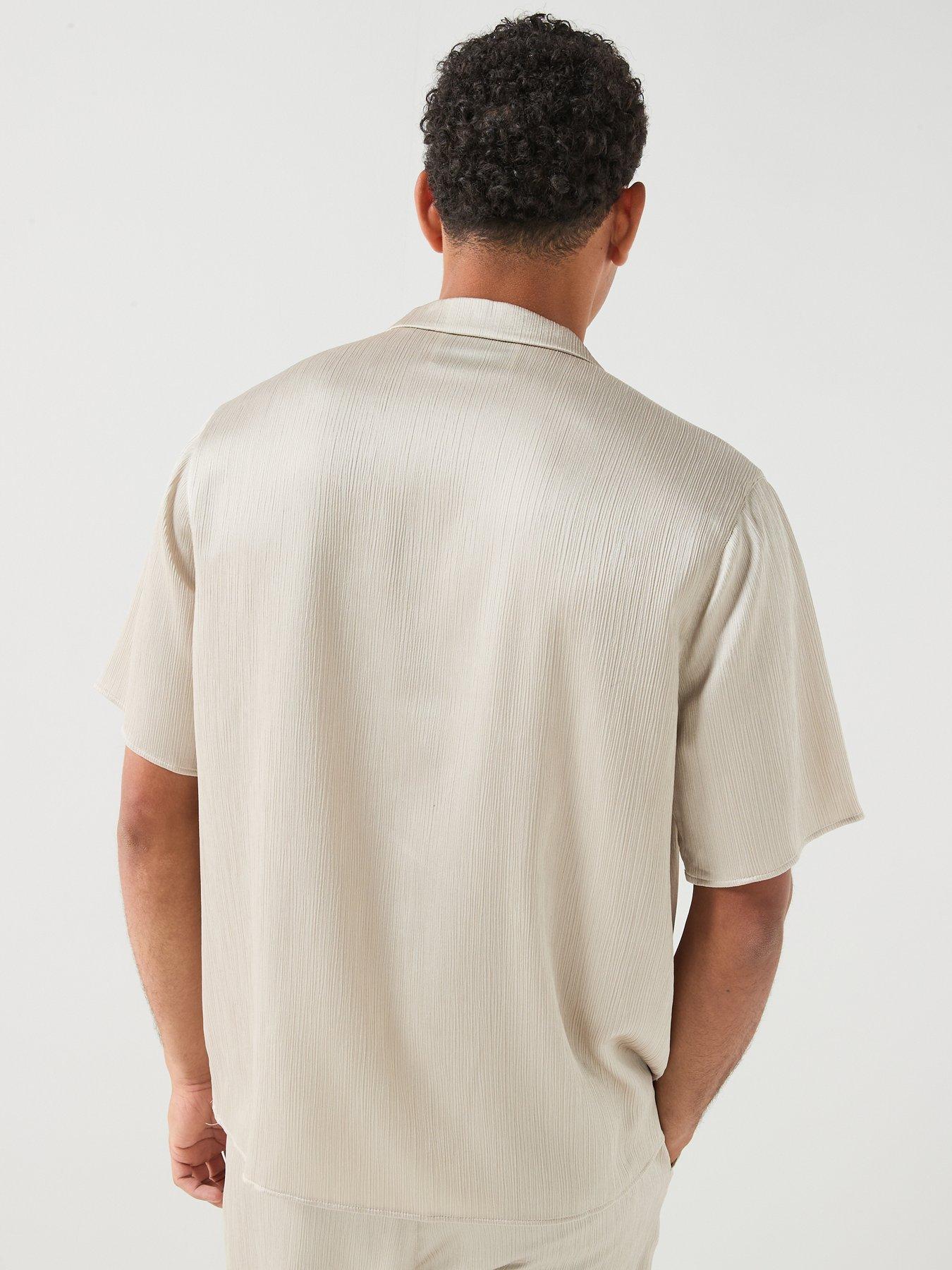 Image 2 of 6 of Les Deux Plisse Short Sleeve Shirt - Light Beige