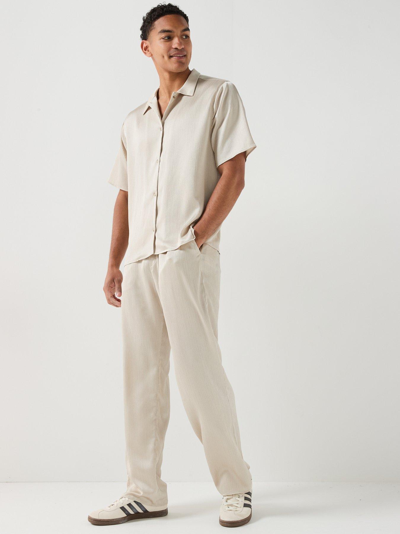 Image 3 of 6 of Les Deux Plisse Short Sleeve Shirt - Light Beige