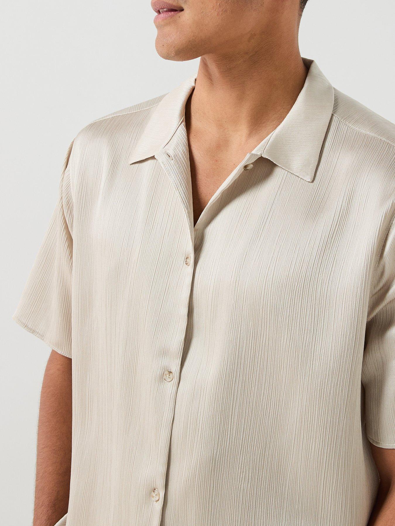 Image 5 of 6 of Les Deux Plisse Short Sleeve Shirt - Light Beige