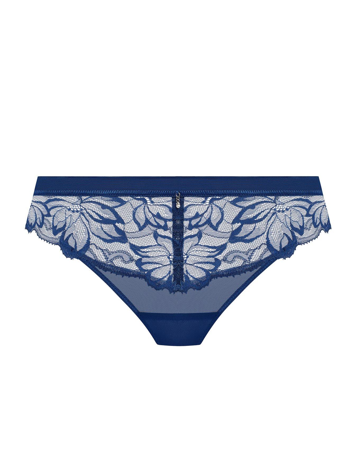 Image 5 of 5 of Wacoal Abellia Sheer Lace Mesh Thong - Navy