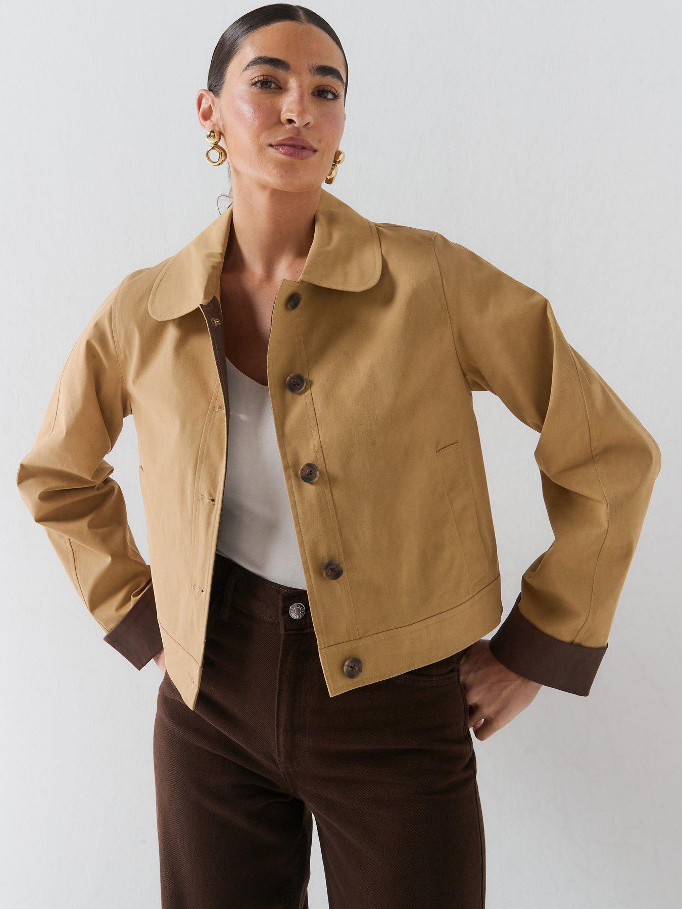 Only Women's Contrast Cuff Cropped Jacket - Beige