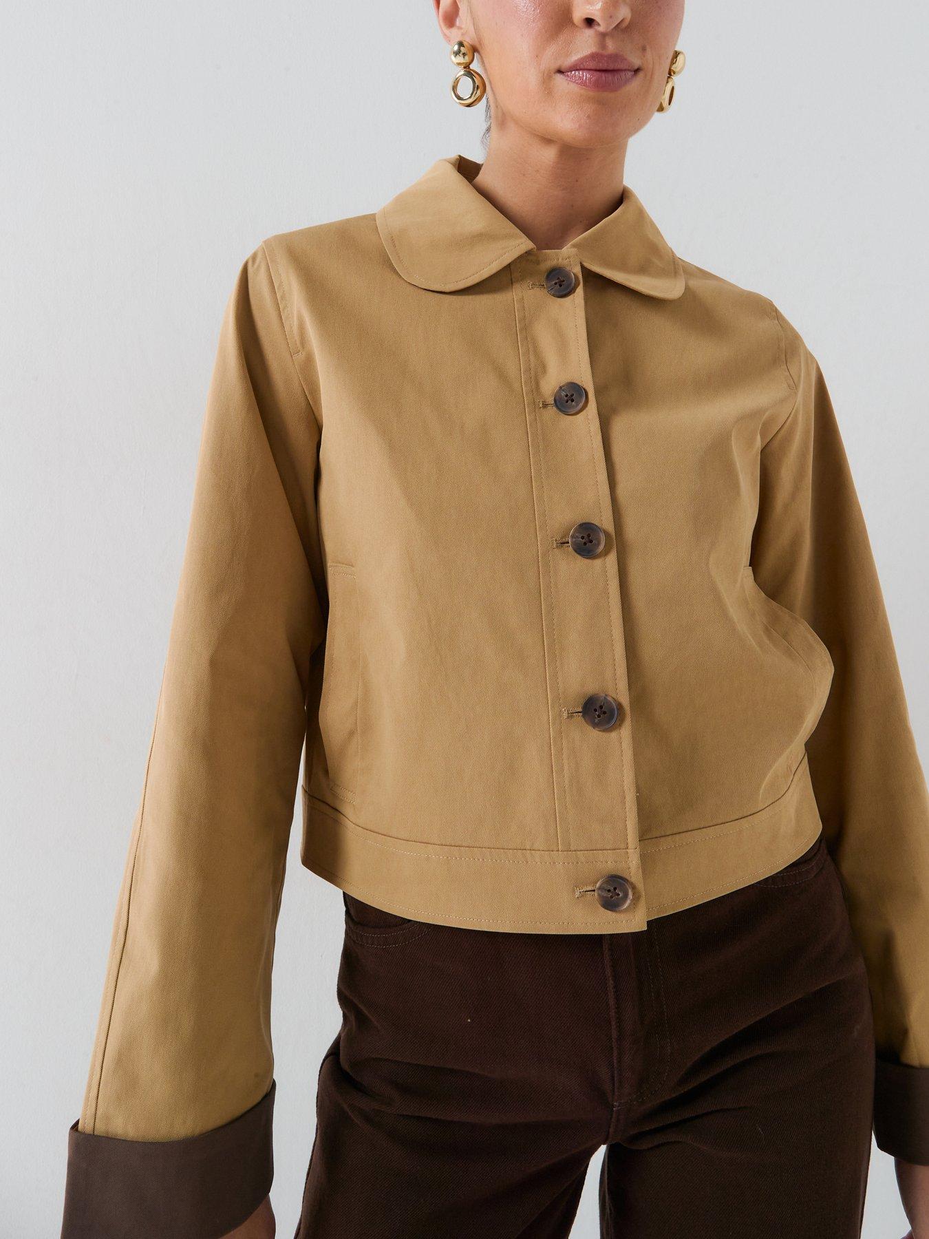 Image 5 of 6 of Only Camel Short Contrast Cuff Trench Coat