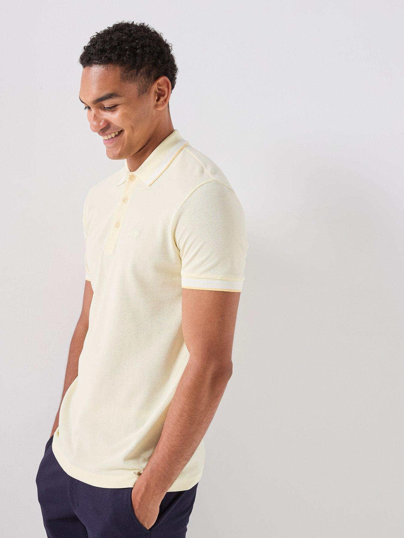 BOSS Paddy Regular Fit Tipping Polo Shirt - Yellow