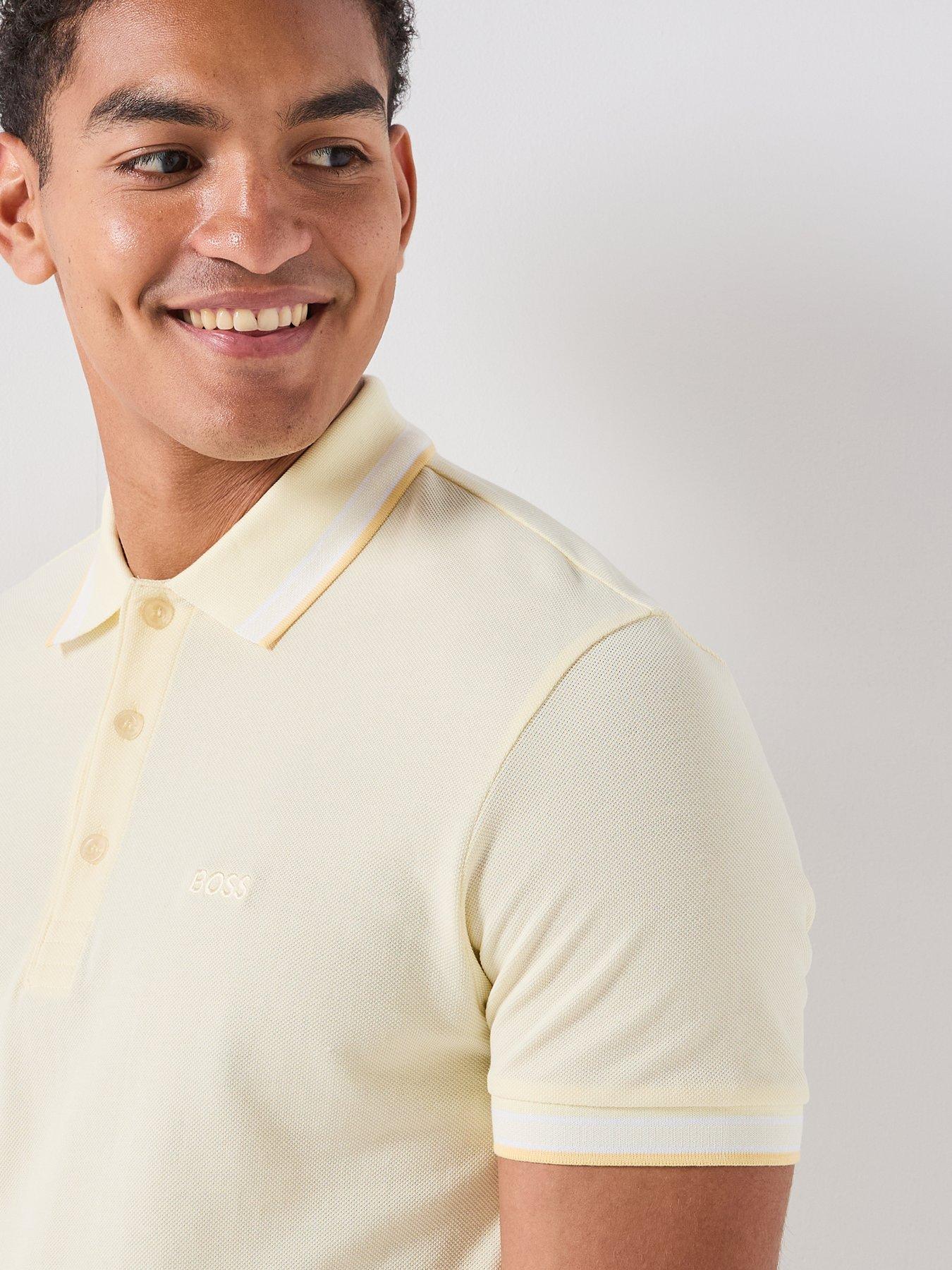 Image 4 of 6 of BOSS Paddy Regular Fit Tipping Polo Shirt - Yellow