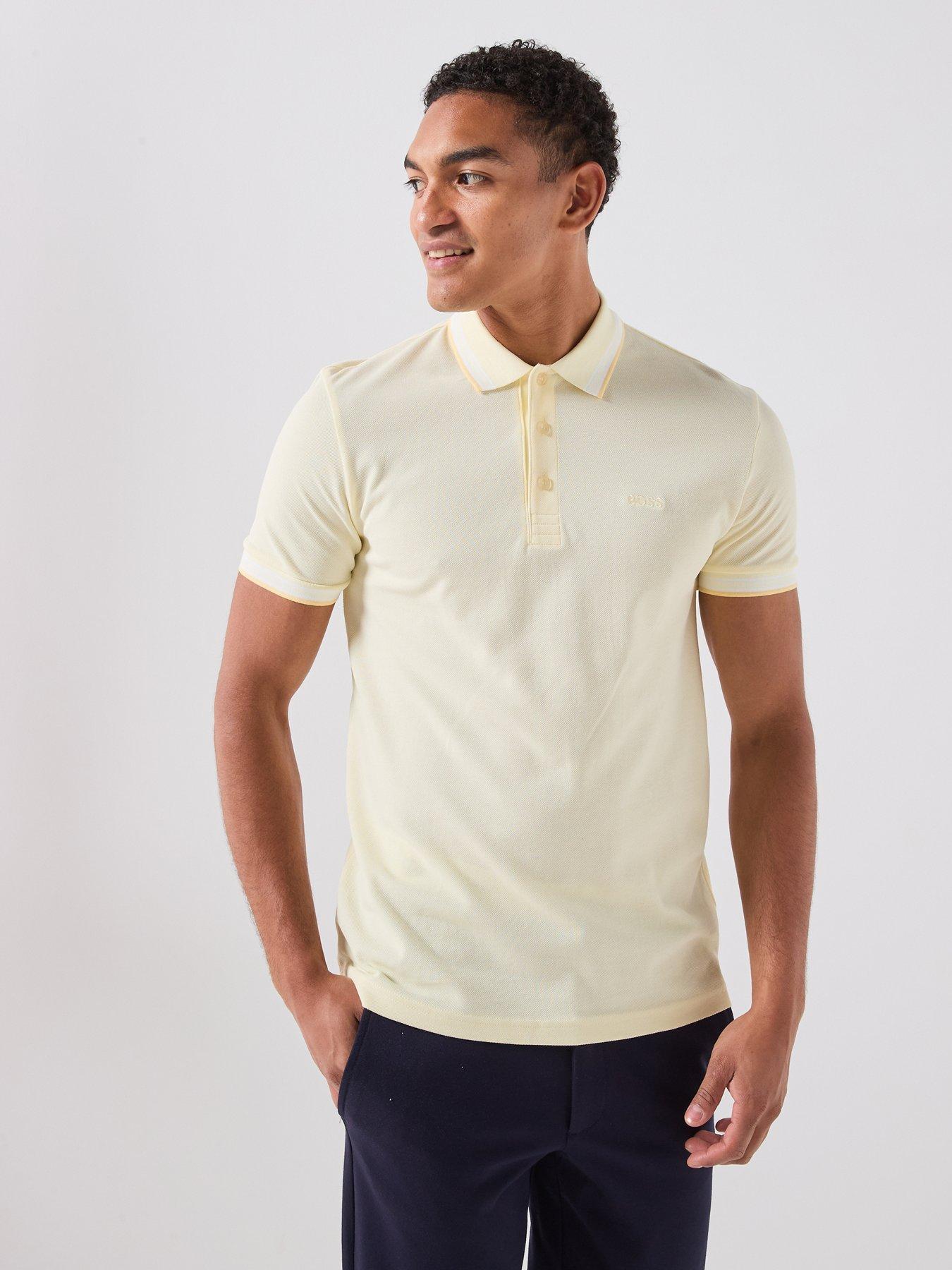 Image 6 of 6 of BOSS Paddy Regular Fit Tipping Polo Shirt - Yellow