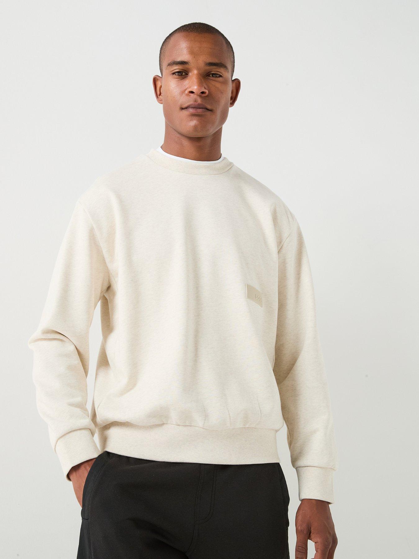 BOSS Crewneck Rubber Pacth Logo Crew Sweat - Off White