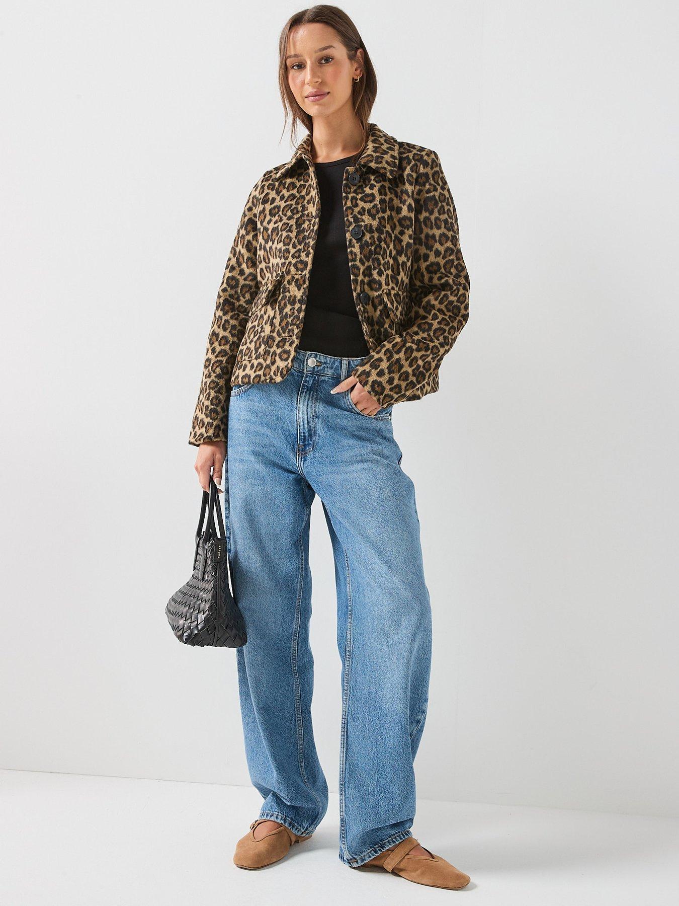 Image 3 of 6 of Vero Moda Leopard Print Button Front Short Jacket - Brown