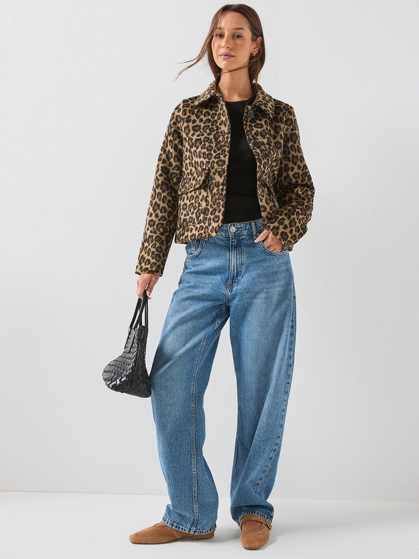 Image 4 of 6 of Vero Moda Leopard Print Button Front Short Jacket - Brown