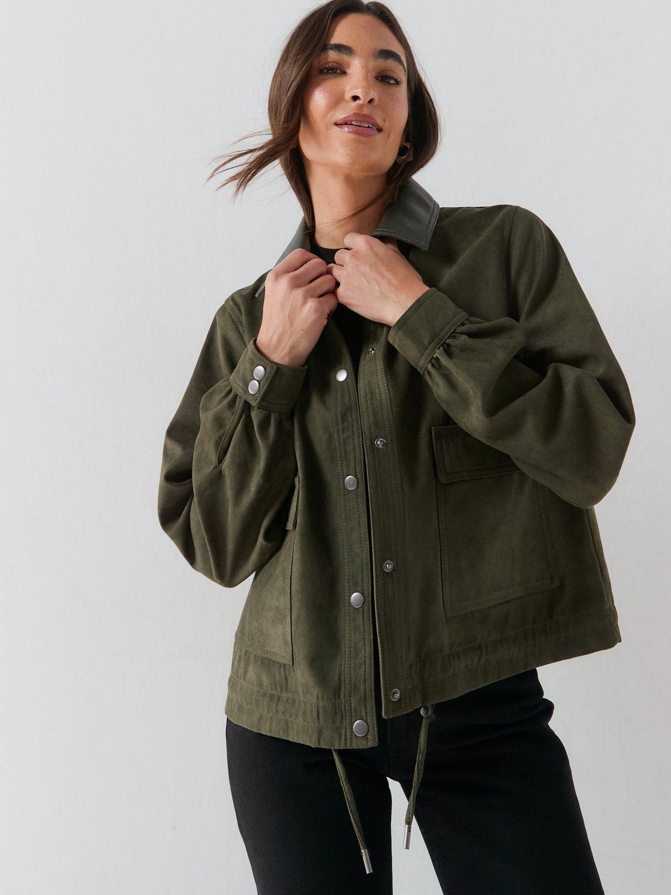 Image 1 of 6 of Vero Moda Women's Button Front Utility Short Jacket - Green