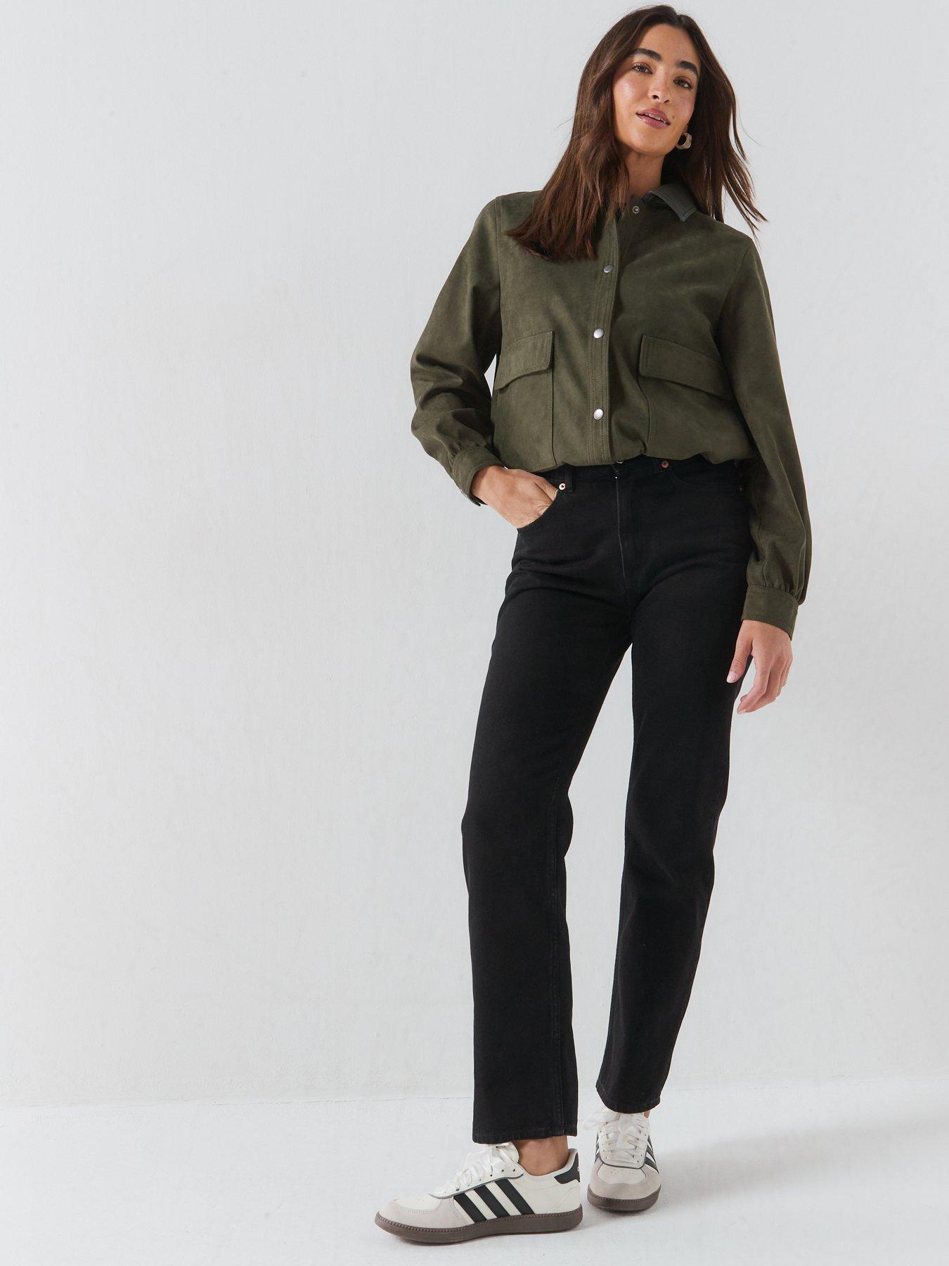 Image 4 of 6 of Vero Moda Women's Button Front Utility Short Jacket - Green