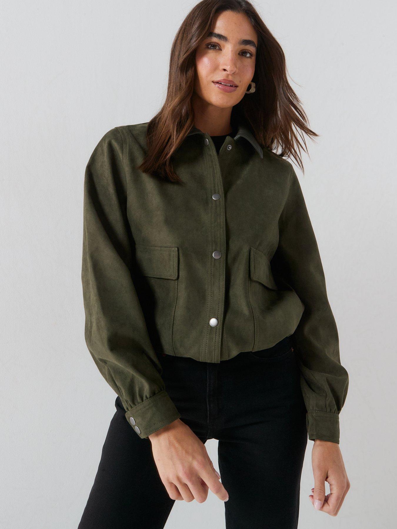 Image 5 of 6 of Vero Moda Women's Button Front Utility Short Jacket - Green