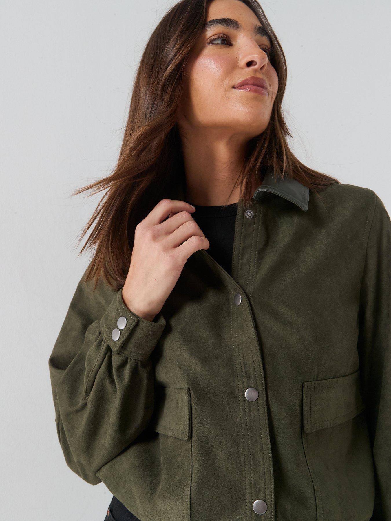 Image 6 of 6 of Vero Moda Women's Button Front Utility Short Jacket - Green