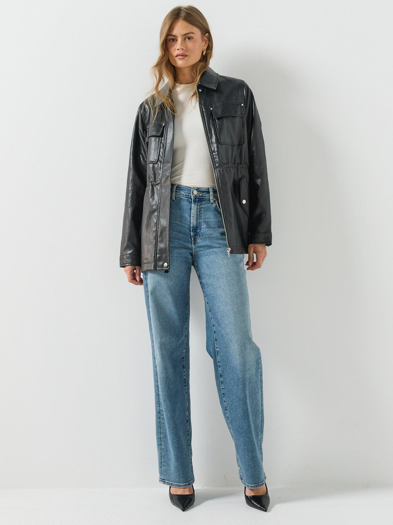 Image 6 of 6 of Only Faux Leather Drawstring Waist Jacket