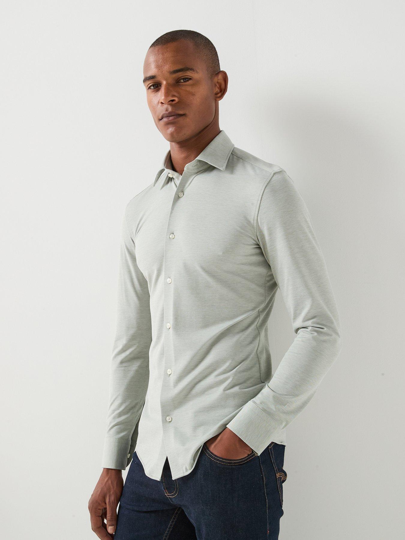 BOSS P-hank-k-261 Performance Stretch Oxford Shirt - Dark Beige