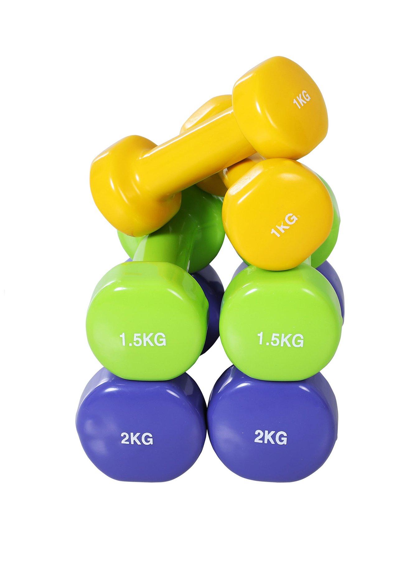 Homcom 10KG Dumbbells Set with Carry Case, Hand Weights for Women and Men Home Gym Weight Lifting Training, Red, Yellow, Green, Purple