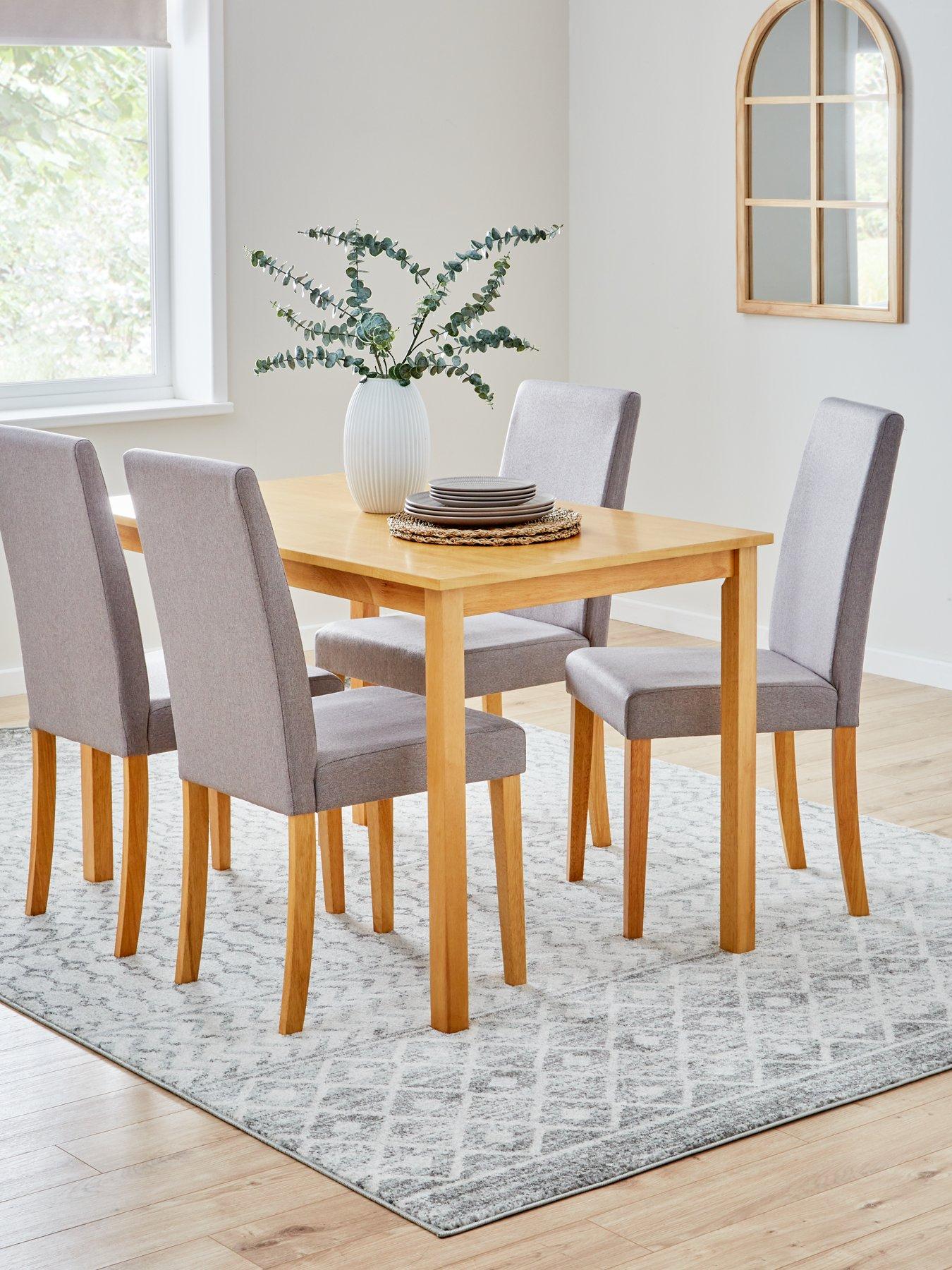 Image 1 of 6 of The Very Collection Primo Oak 120cm &amp; 4 Grey Fabric Chairs